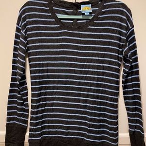C&C California. Dark grey/Lt. Blue Striped Sweater